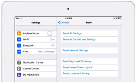 Redefinir todas as configurações do iPad