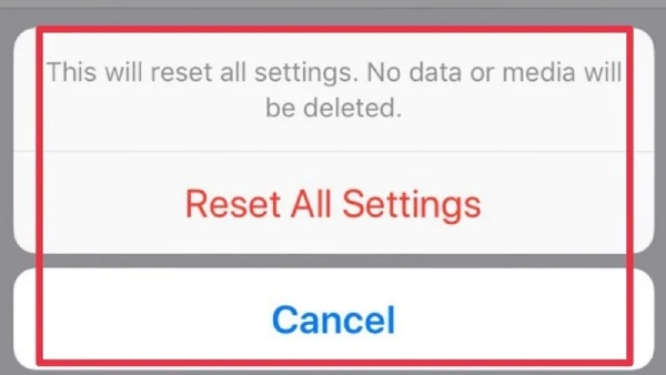 Reset alle instellingen iPhone om geen noodwaarschuwingen op te lossen