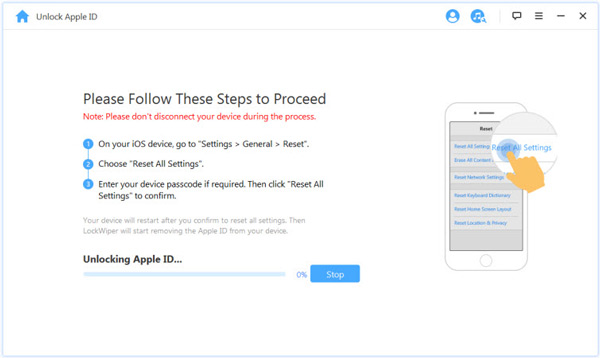 Überprüfen Sie alle Einstellungen, um die Apple ID zu entsperren