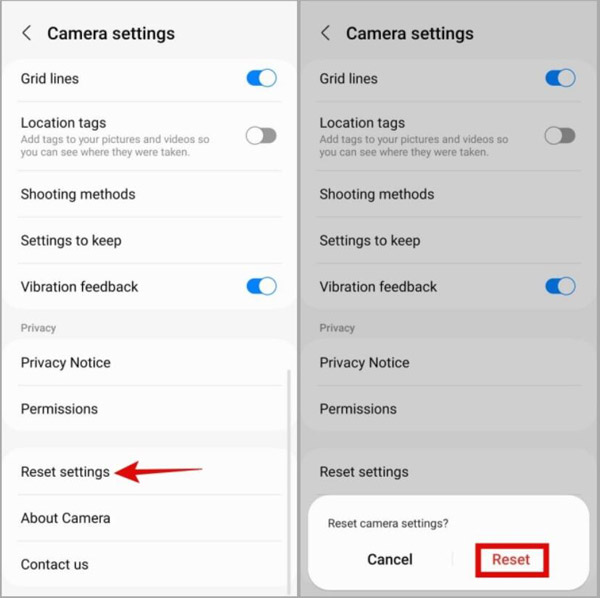 Reset Camera Setting