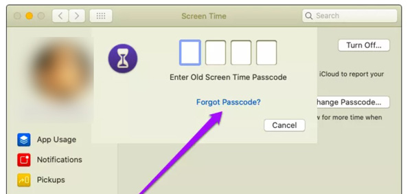 Restablecer cambiar la contraseña de tiempo de pantalla en Mac