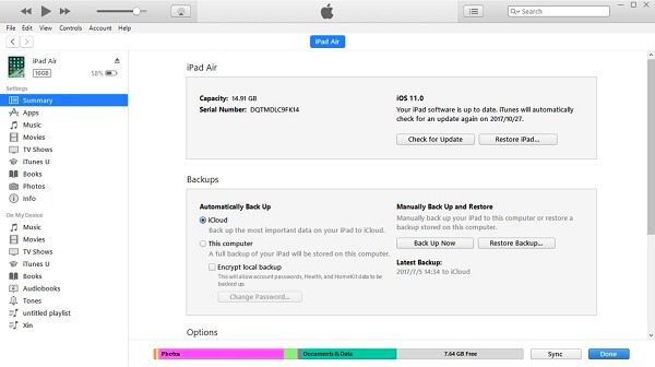 Réinitialiser un iPad avec iTunes