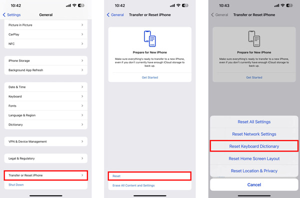 Restart Keyboard Dictionary on iPhone