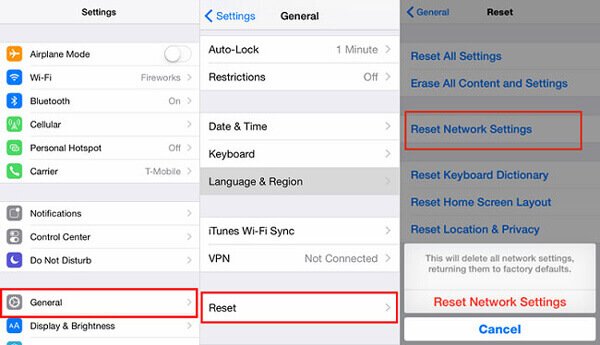 Réinitialiser l'iPhone en réseau