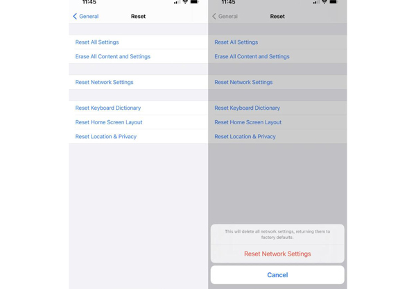 Restablecer configuración de red iPhone