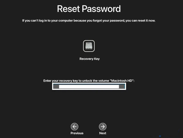 Återställ lösenord med återställningsnyckel