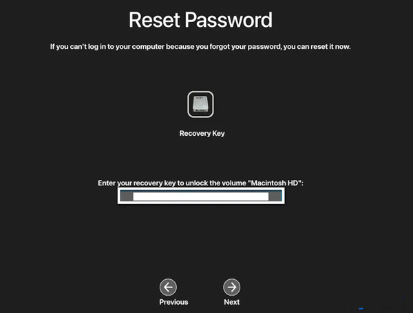 Reimposta password con chiave di ripristino