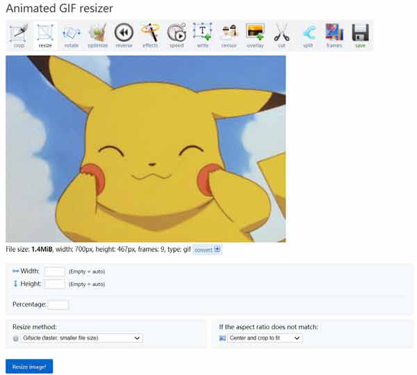 Größe von GIF online ändern