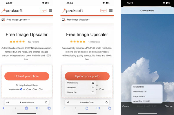 Redimensione fotos no iPhone com o Upscaler de imagens online gratuito