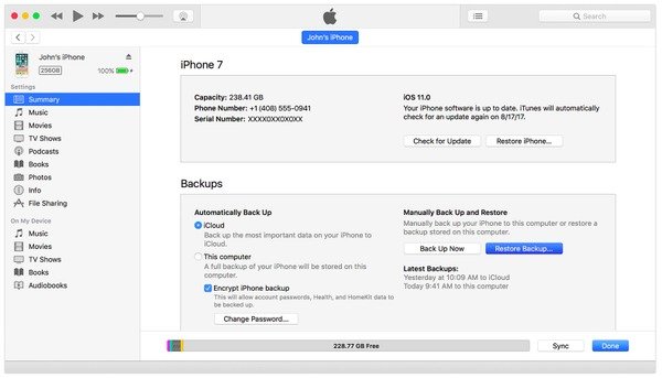 Gjenopprett sikkerhetskopiering med iPhone
