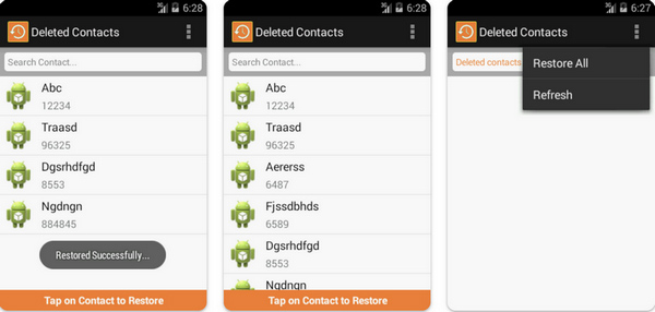 Restaurer l'application Contacts