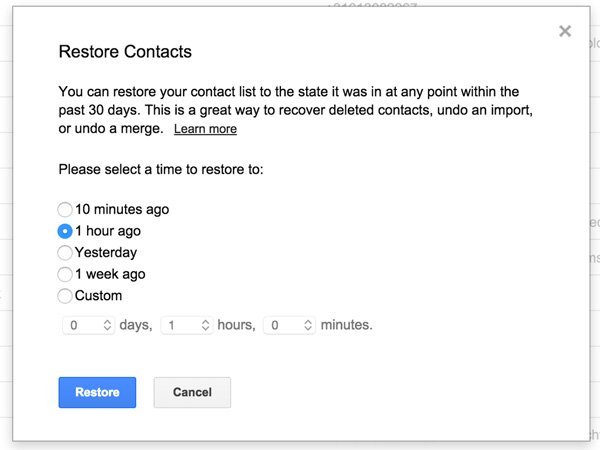 restaurar contactos de copia de seguridad en gmail