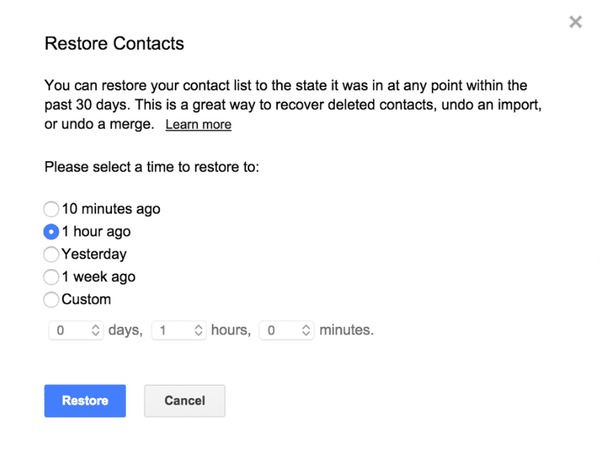 Restaurer les contacts depuis Gmail sur ordinateur