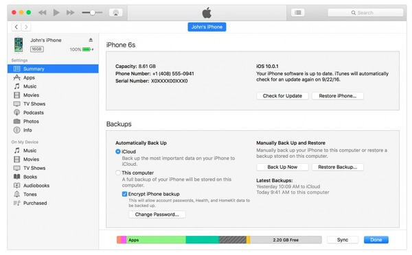 Restaurer l'iPhone depuis iTunes