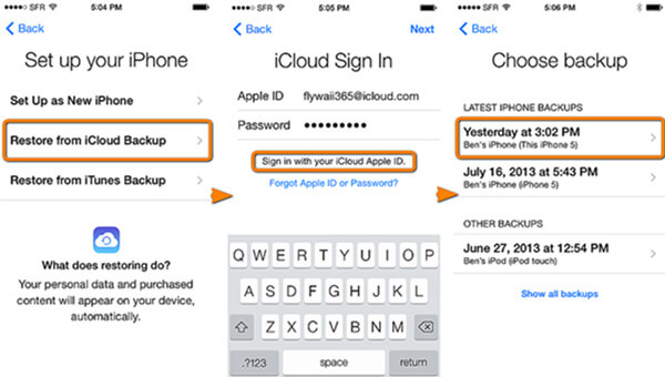 Obnovení z iCloud Backup