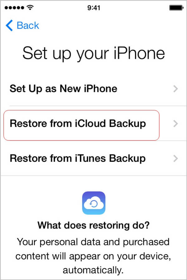 restaurer depuis icloud