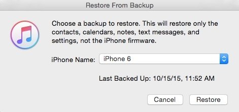 Restaurar do backup do iTunes