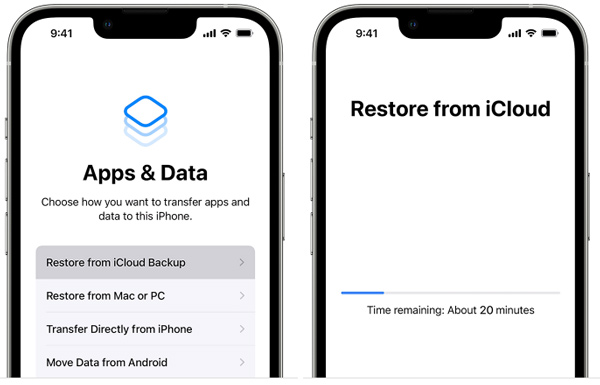 Restaurar iPhone desde iCloud Backup App and Data