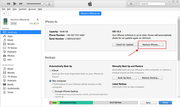 Restaurar o iPhone do iTunes Backup