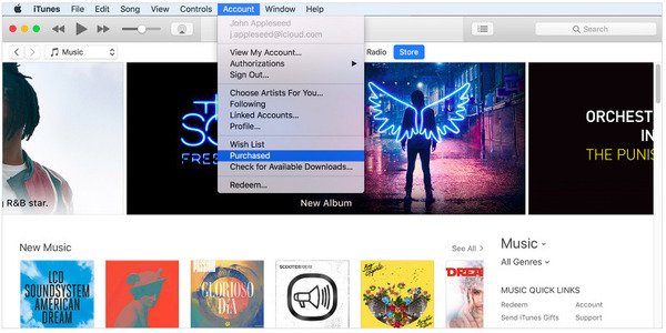 Herstel verwijderde iTunes-aankopen