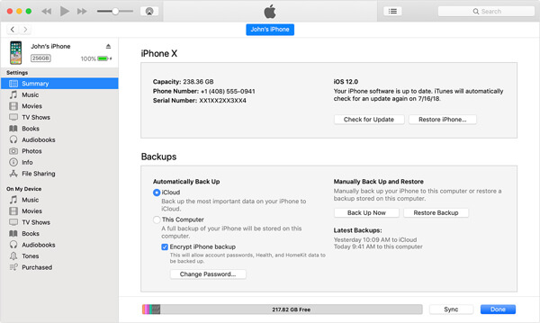 Gendan stemmemeddelelse fra backup iTunes