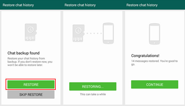 Restore whatsapp chat history