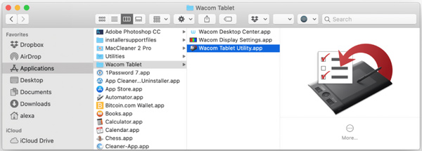 Führen Sie das Wacom Tablet Utility Mac aus