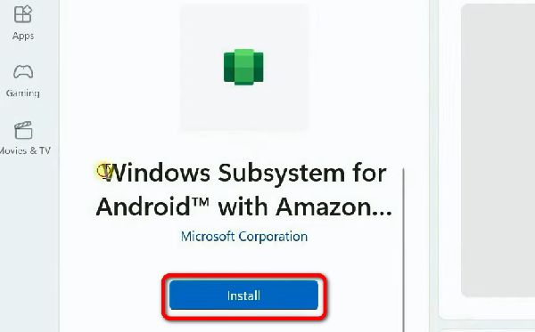 Suorita Windows Subsystem for Android