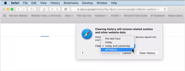 Очистка Safari и файлы cookie Mac