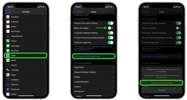 Safari iOS raderar cookies