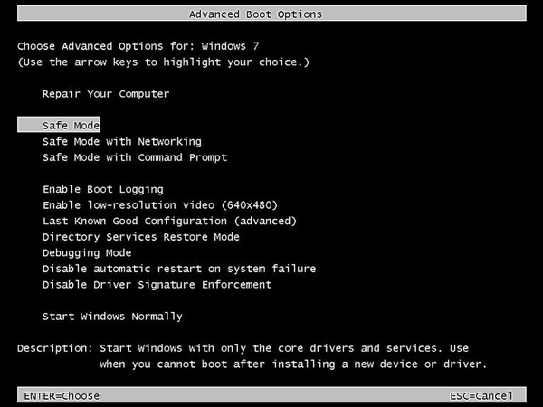 Modo seguro de Windows