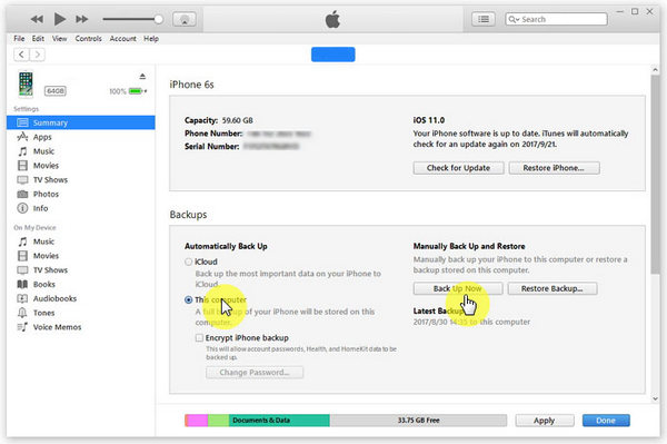 Save notes with iTunes