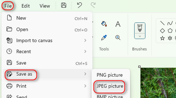 Сохранить PNG Windows Paint