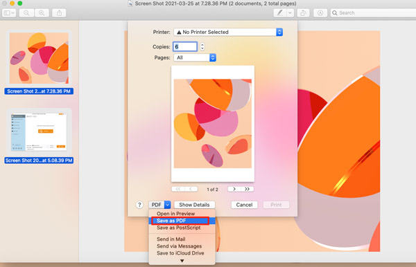 Salva tiff come PDF su mac