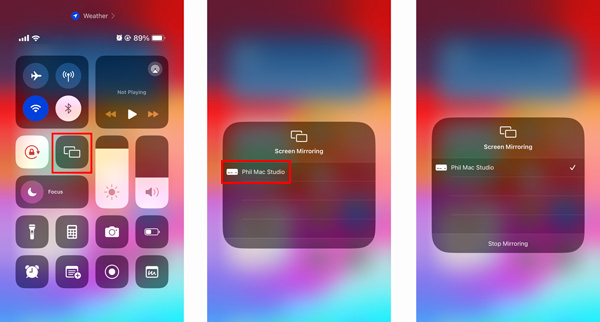 Mise en miroir d'écran iPhone sur Mac Studio