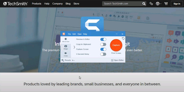Scrolling capture snagit directly
