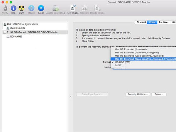 Formater la carte SD sur Mac