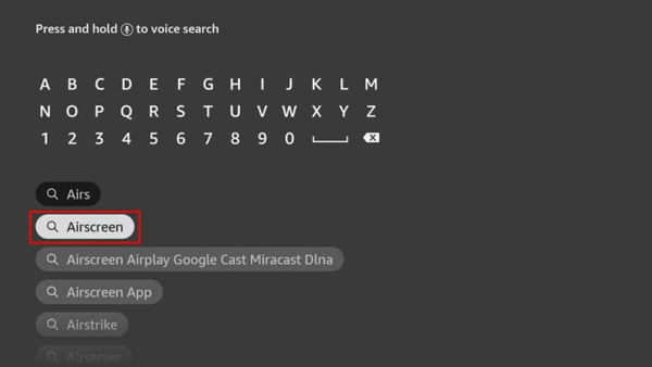 Search Airscreen In Firestick