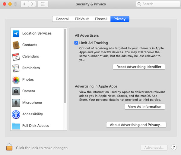 Beveiliging en privacy Mac-privacy