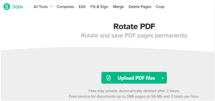 Sejda ücretsiz çevrimiçi rotate pdf