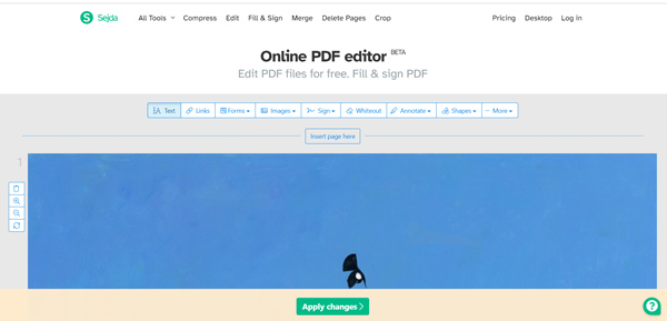 Онлайн-редактор Sejda PDF
