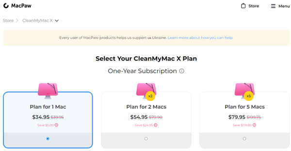 Vælg CleanMyMac X Plan