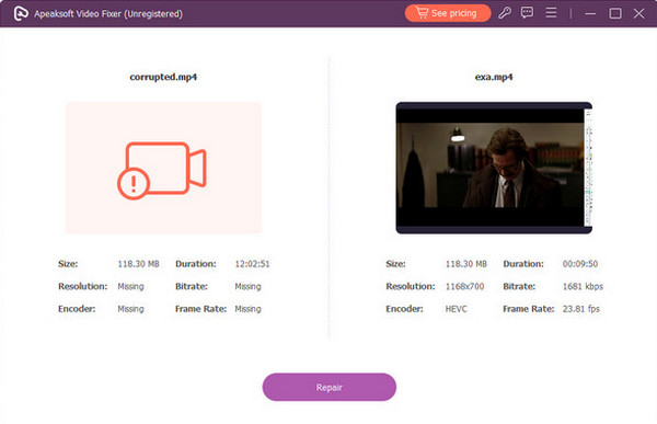 Wählen Sie „Reparieren“, um das Video zu reparieren