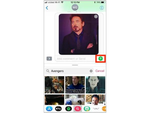 Envoyer l'application de message GIF