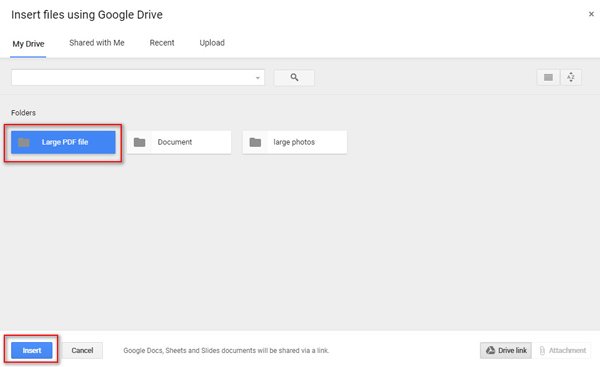 Envie arquivos PDF grandes com o Google Drive