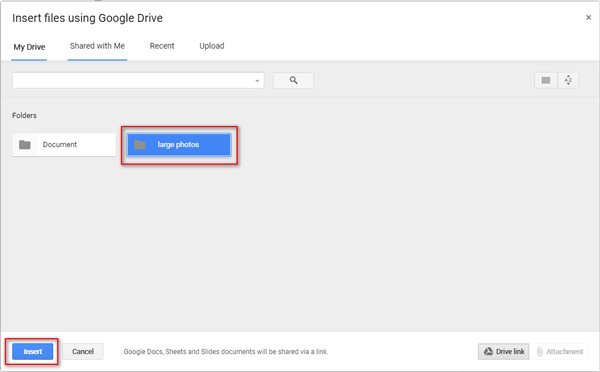 send large photos via gmail with google drive