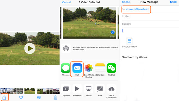 Importa video da iPhone a Mac con e-mail