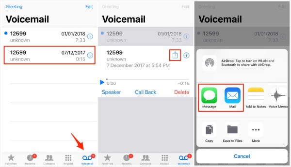 Stuur voicemail iPhone