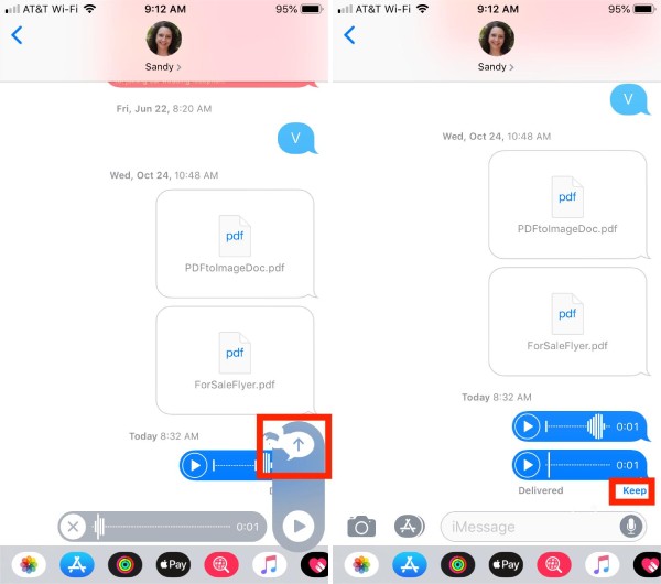 Send Voice Message Within Message App