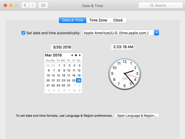 Définir la date sur Mac